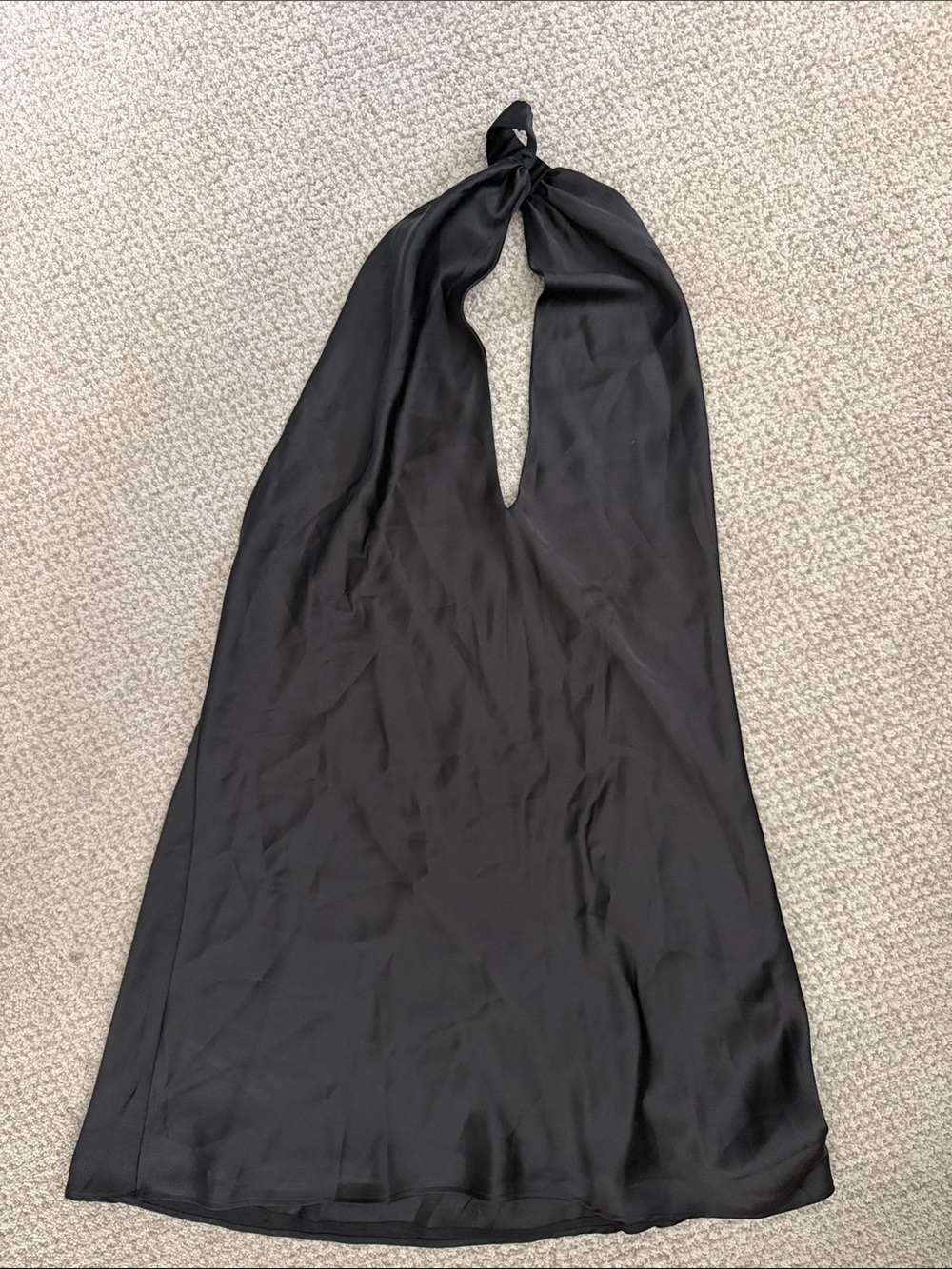 Black Halter Neck Satin Dress - Women